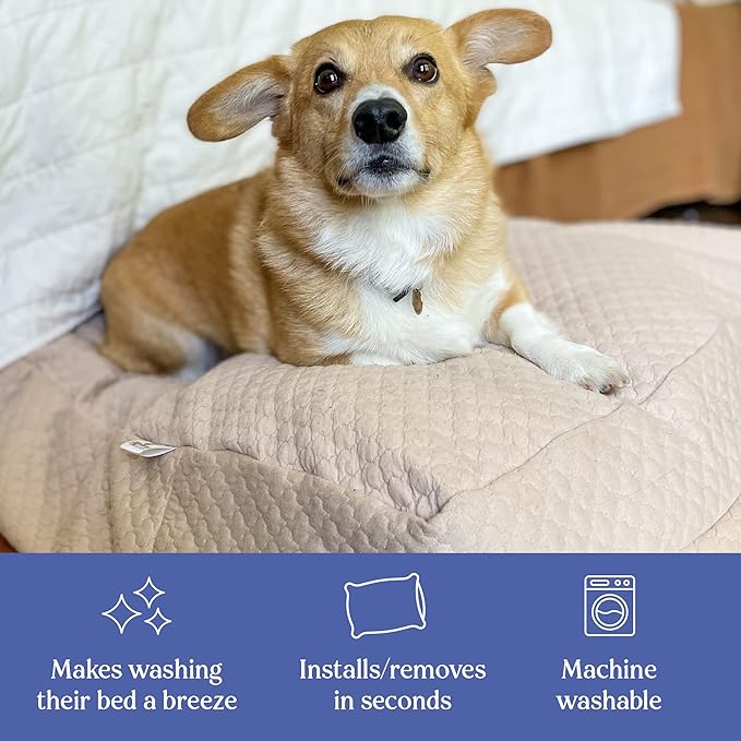 4Knines Luxury Dog Bed Cover – Waterproof Cover for Dog Bed – Heavy Duty Quilted Material – Durable, Machine Washable – USA Based Brand – Extra Large (Tan)