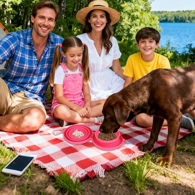 Dog Feeding Bowl,Silicone Dishwasher Safe Foldable Containers,Dog Food and Water Bowl Set | for Small Medium Pet Car Hiking Camping Indoor Outdoor