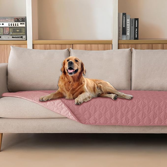 gogobunny 3X Stronger Waterproof Pet Blanket, Scratch Proof Furniture Protector for Dogs Cats, Reversible Cover 30x90 Inch, Dark Pink/Light Pink