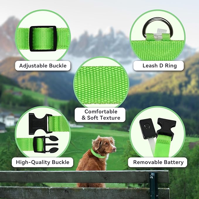 LED Light Up Dog Collar Rechargeable Waterproof, Glow in Dark Dog Collar, Lighted Dog Collars for Night Walking Charging USB, Safety for Small Medium Large Dogs (S, Green)