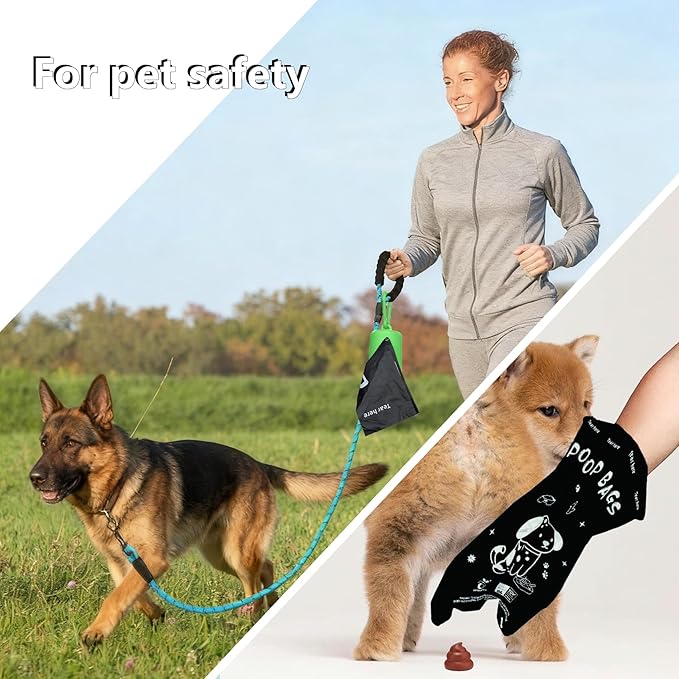 100% plant-based Dog Poop Bags Rolls, ASTM D6400 & EN 13432 Compliant, 120 Poop Bags including dispenser, 13 in × 9 in black poop bags for dogs, Super thick 100% leak proof