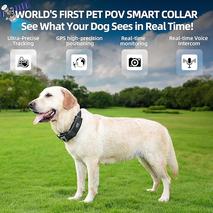 Advanced GPS Wireless Dog Fence with 2K HD Camera & Two-Way Audio, Unlimited Virtual Fences & Pinpoint 3D Tracking, Dog Collar with App & All-Weather Waterproof, for Medium & Large Dogs