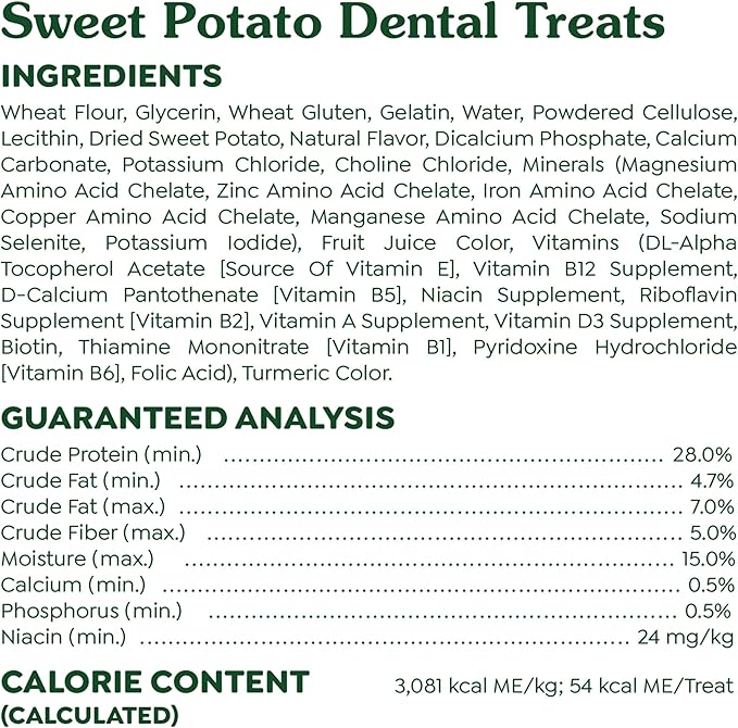 Greenies Petite Dental Dog Treats, Sweet Potato Flavor, 36 oz. Pack (60 Treats)