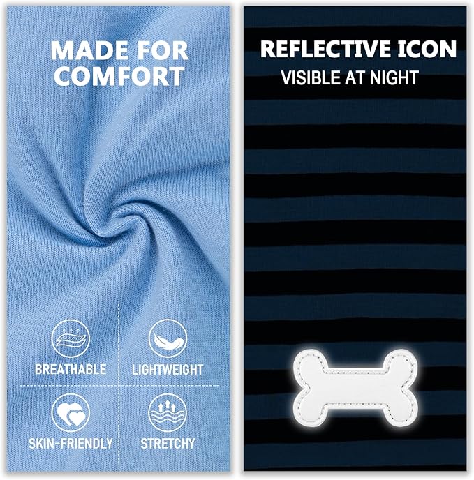 KYEESE 2Pack Dog Shirts Striped T Shirt Soft Tee for Small Dogs Cotton Tank Top Lightweight Sleeveless Vest Dog Clothes, Small,Dark Blue+Striped