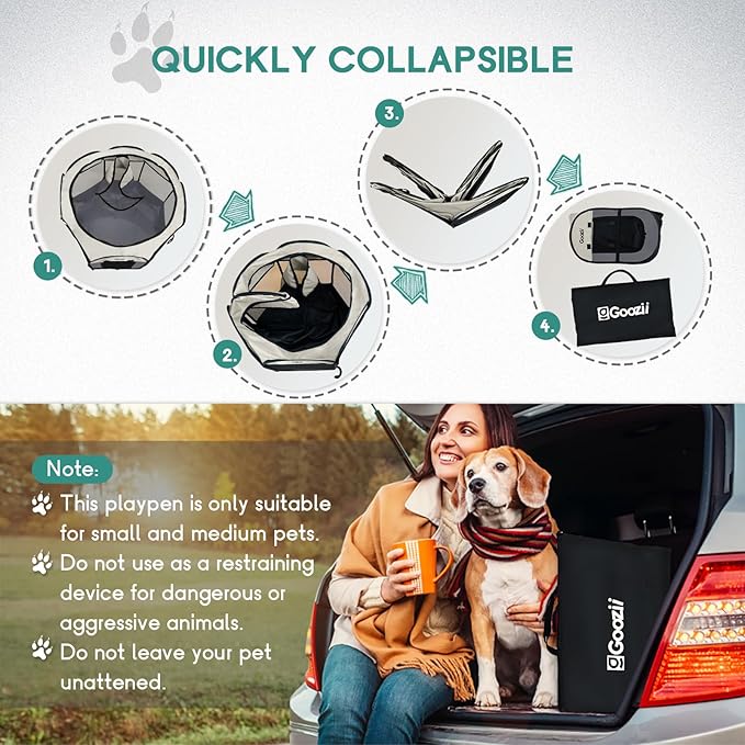 Pet Cat Playpen for Indoor Cats Enclosed, Puppy Dog Play Pen for Outdoor Travel Camping (Small Size, Beige & Dark Grey)