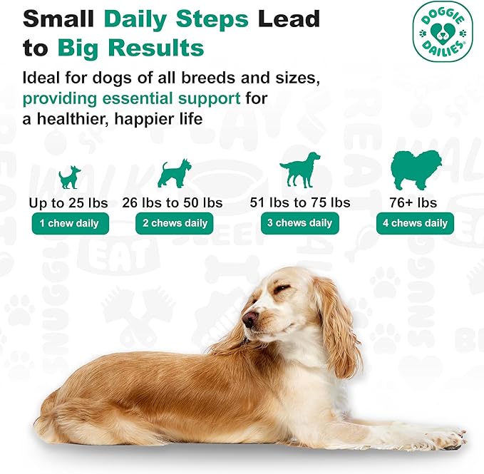 Doggie Dailies Calming Chews, Melatonin & Chamomile for Stress Relief, Relaxation & Anxiety (Peanut Butter, 225 Soft Chews)