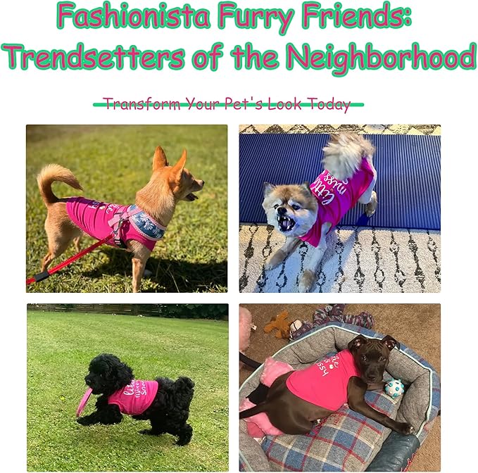 Paiaite Dog Clothes Fashionable Sleeveless Pet Vest: 'Little Miss Sassy' Printed Cotton Dog Shirt, Ideal for Small, Medium, and Large Breeds, Ensuring Comfort and Breathability Green XL