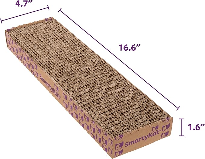 SmartyKat Super Scratcher Corrugated Cat Scratcher and Scratch Pad for Cats, Catnip Infused with Catnip, Scratchers for Indoor Cats and Kittens, Cardboard Scratching Post