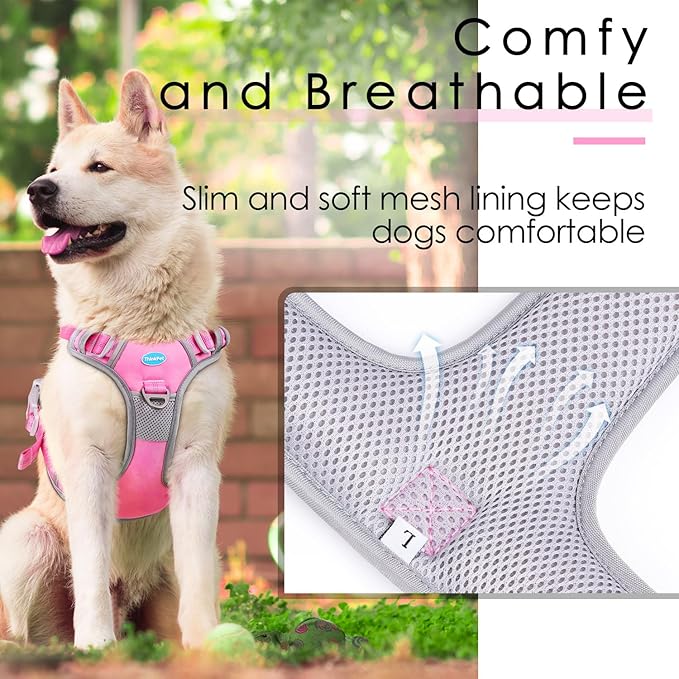 ThinkPet No Pull Harness Breathable Sport Vest with Handle-Dog Harnesses Reflective Adjustable for Medium Large Dogs