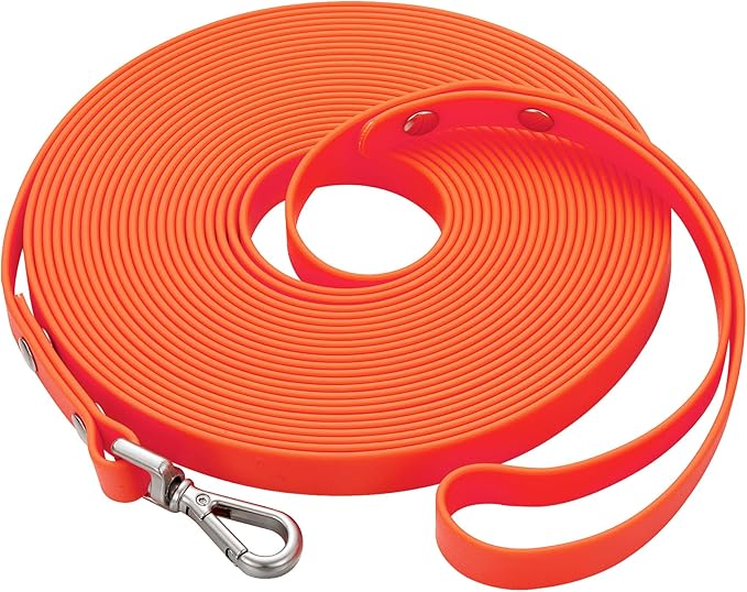 Waterproof Long Dog Training Leash 15ft Outdoor PVC Dog Leashes Great for Large Medium Small Dog Training Lead,Beach,Yard,Play,Camping(Orange