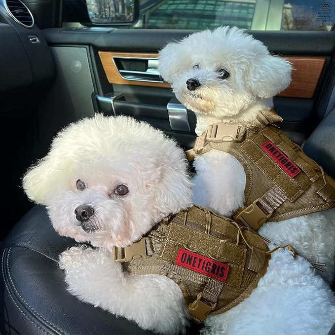 OneTigris Tactical Dog Harness Vest,No-Pull Service Dog Vest with Hook & Loop Panels,Adjustable Dog Vest Harness for Walking Hiking Training(Coyote Brown,XS)