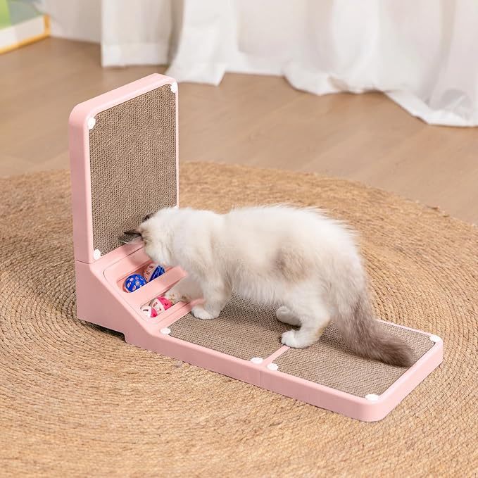 Cat Scratching Board Kitten Scratching Ball Wall Scratchers for Indoor Cats L Shaped Cat Scratcher Cats with Scratcher Pads Pink