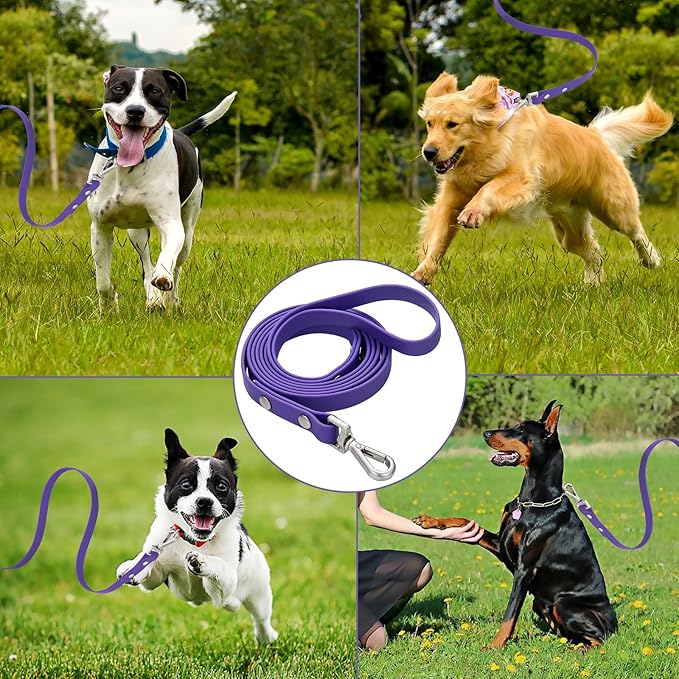 Waterproof Long Dog Training Leash 15ft Outdoor PVC Dog Leashes Great for Large Medium Small Dog Training Lead,Beach,Yard,Play,Camping(Purple