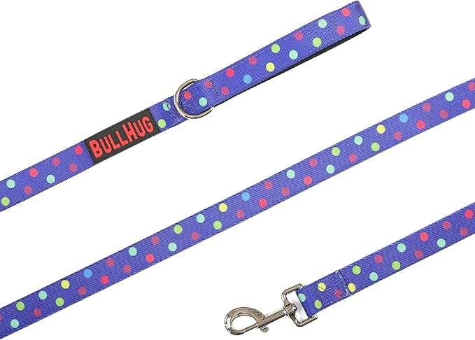 BULLHUG 6 FT Bulldog Leash with Padded Handle. Perfect for Bulldogs, French Bulldogs, Pugs & All Breeds. Leashes for Walking, Training Lead for Bulldogs (Polka Dots)