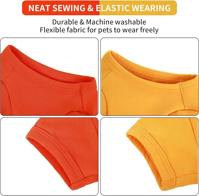 Koneseve Dog Shirts Breathable Cotton Dog Clothes Stretchy T-Shirt for Small Medium Large Dogs Cat Shirt Soft Puppy Outfit Kitten Apparel Pet Pullover Tee Blank Sweatshirt 2-Pack Yellow & Orange 2XL