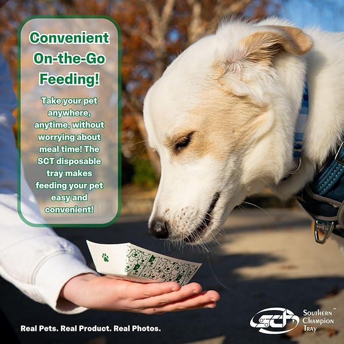 Southern Champion Tray, Large Disposable Pet Food Bowl, 2 Cups (100 Quantity) Dog Food Tray, Travel Pet Bowl, Feeding Cats and Dogs, Wet Food and Dry Food, Two Cups Capacity, 100 Count