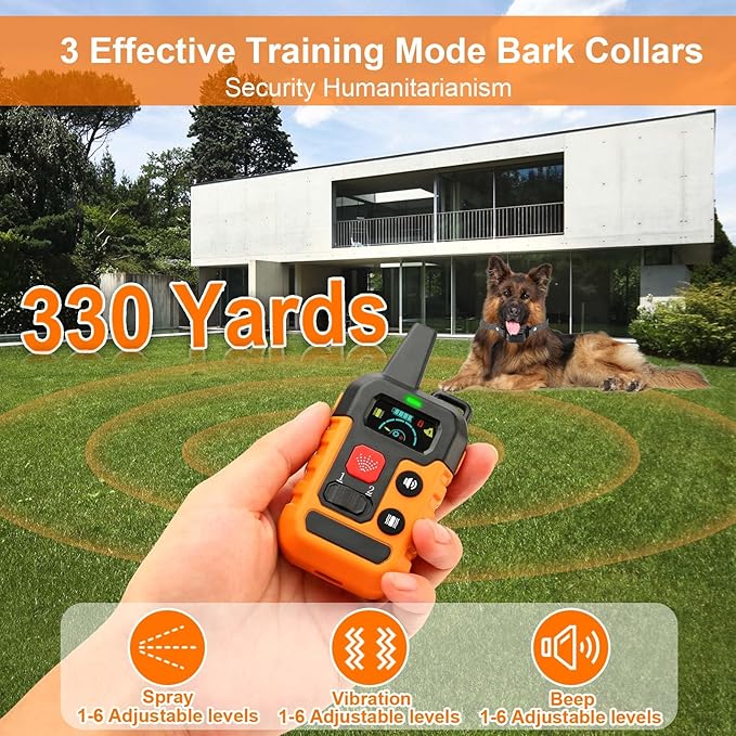 Citronella Training Collar for Dog, [No Citronella Refill] Spray Dog Training Collar with Beep/Vibration/Spray 4 Mode & 6 Adjustable Sensitivities, IPX7 Waterproof Dog Bark Collar for L/M/S Dogs