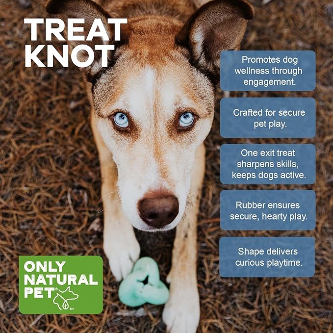 Only Natural Pet Rubber Boredom Buster Treat Stuffer Dog Toys - Interactive Stuffable Feeder Dispenser Fillable Durable Play Puppy Medium Large XS Chew Pup Hide Holder Easy Refill -TreatKnot/Teal