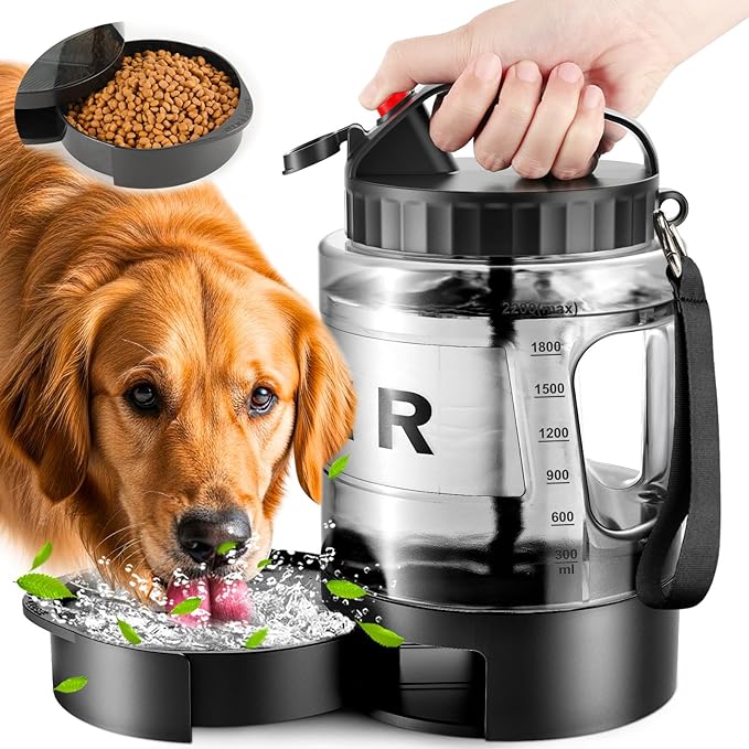 Portable Dog Water Bottle Bowl - 77 oz Travel Water Bowl Dispenser for Dogs Leak Proof, Suitable for Large Pet Drinking, A Must Have for Outdoor, Camping, Walking, Beach, Hunting, and Other Scenes