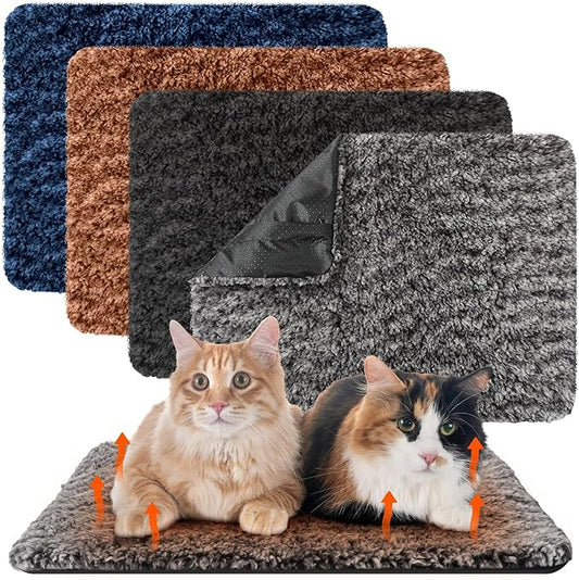 4 Pack Self Warming Cat Bed Indoor Self Heating Dog Cat Pad Washable Thermal Pet Kennel Pad Crate Bed Mat Reflect Body Heat for Outdoor(Mixed Colors,18 x 24 Inch)