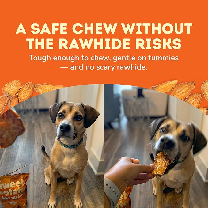 Davie's Sweet Potato Dog Treats - Healthy, Natural, Low Fat Chews Made in USA Only, 0.5 lb. Bag