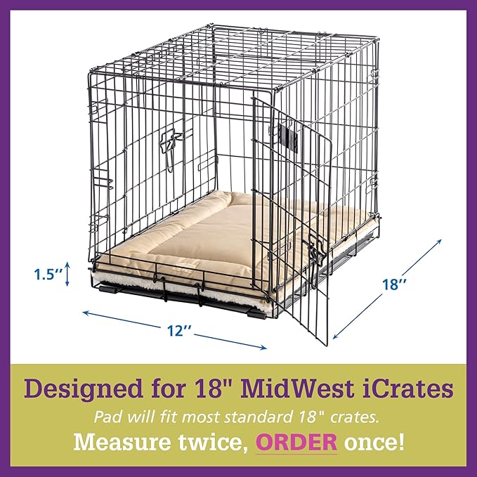 Pet Dreams Dog Crate Pad - Washable Kennel Mat, Crate Pads for Dog Cages, Non-Toxic, Flat Indoor Cat Bed, Fits iCrate 18, 24, 30, 36, 42, 48 Inches (Denim, X Small, 18")