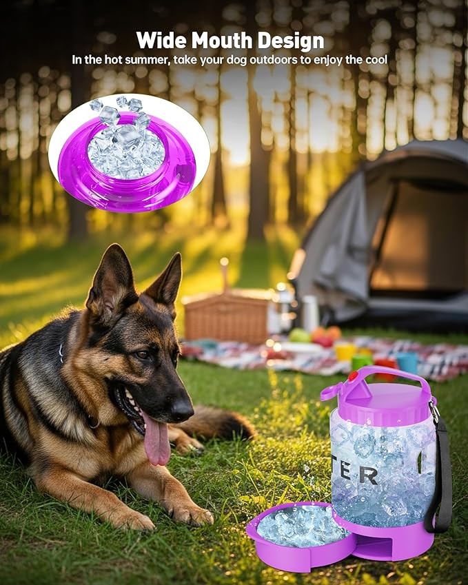 Portable Dog Water Bottle Bowl - 77 oz Travel Water Bowl Dispenser for Dogs Leak Proof, Suitable for Large Pet Drinking, A Must Have for Outdoor, Camping, Walking, Beach, Hunting Other Scenes （Purple）