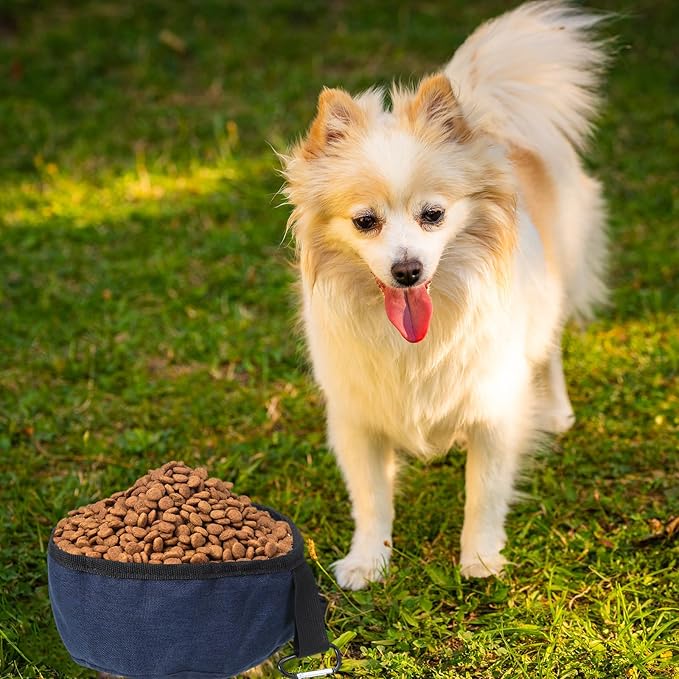 2 Pack Portable Dog Bowls Dog Travel Bowl Foldable Travel Dogs Dish Oxford Cloth TravelDog-Water Bowls Pet Hiking Accessories for Small and Large Pets Travel(Camo Green, Dark Blue,40 oz)