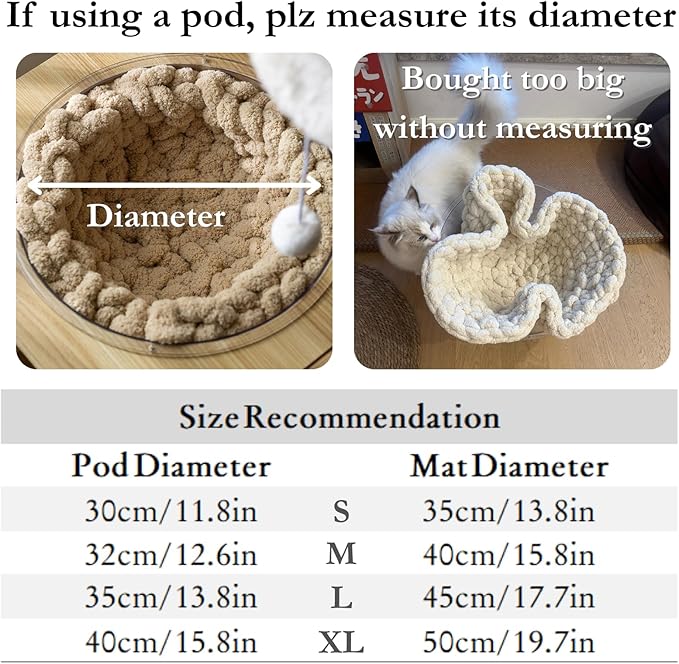 Cat Knitted Bed Mat, Extra-Soft Washable Warm Round Pads Cushions for Indoor Kittens, Cat Trees Towers, Perfect for Kneading and Sleeping (Green,X-Large)