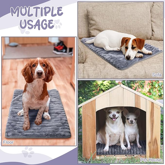 Nuanchu 4 Pack Self Warming Cat Bed Self Heating Dog Cat Pad 24"x18" Dog Crate Mat Extra Warm Thermal Pet Pad for Indoor Outdoor Pets Houses with Removable Washable Cover Non Slip(Grey)