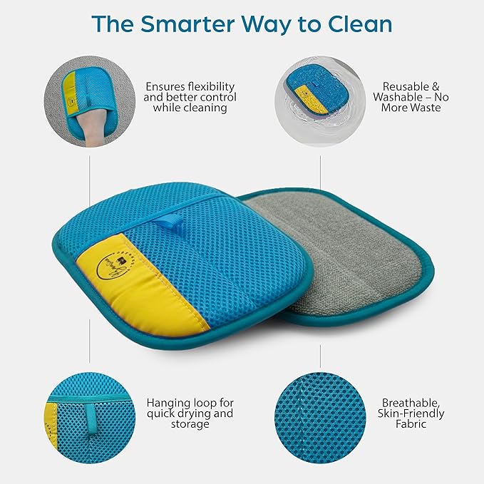 Electrostatic Hair Removal Gloves - Pet Hair Removal Mitt for Cats & Dogs, Reusable Dog Fur Remover & Cat Grooming Gloves, Double Color Bundle (Fuchsia & Turquoise, 2 Pcs)