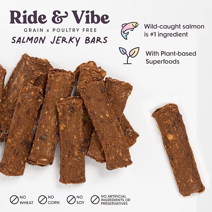 Dog Treats Jerky Snack Bars, Variety 3-16 oz Bags, Puppy & Dog Training Treats, Natural Superfood Grain Free Treat, Real Salmon, Chicken, Beef, Superfoods, Corn & Soy Free