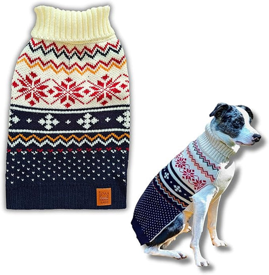 Cozy Acrylic Dog Sweater for Outdoor Adventures—Breathable & Insulating Knit—Classic Fit—Backpacking Gear for Dogs—Dog Hiking Gear—Dog Camping Gear (Large, Nordic)