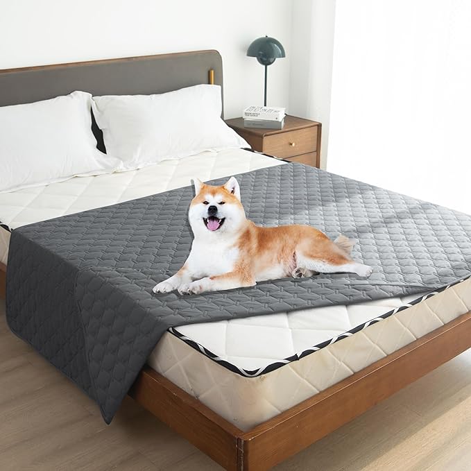 gogobunny 3X Stronger Waterproof Pet Blanket, Scratch Proof Furniture Protector for Dogs Cats, Reversible Cover 82x120 Inch, Dark Grey