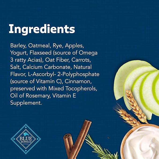 Blue Buffalo Mini Health Bars Crunchy Dog Biscuits, Oven-Baked With Natural Ingredients, Apples & Yogurt, 2-lb Box