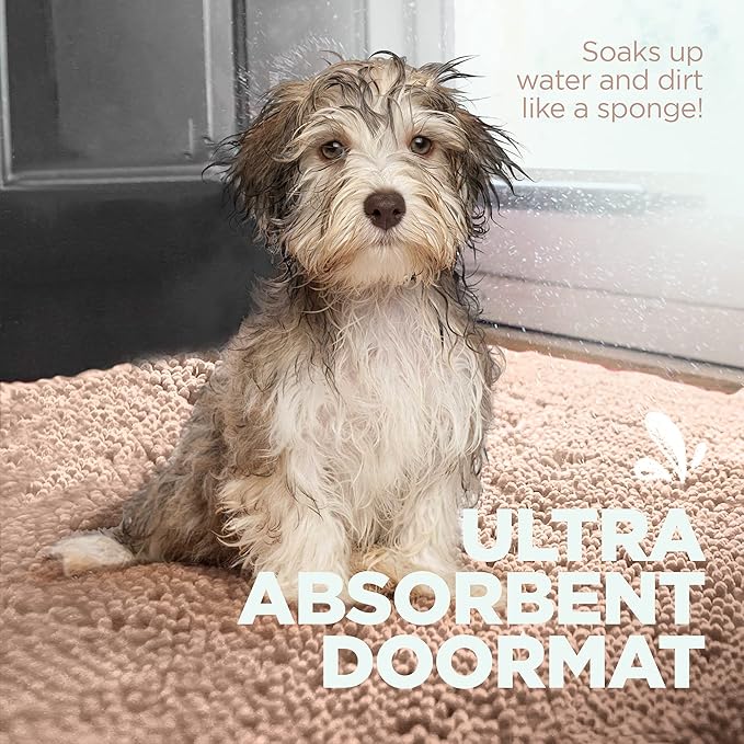 Soggy Doggy Doormat Plain Solid Color Design - Ultra Absorbent Microfiber Chenille Wet Dog Mat for Muddy Paws - Non-Slip and Machine Washable (Beige, Extra-Large 36” x 60”)