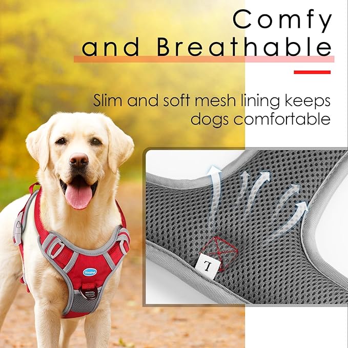 ThinkPet No Pull Harness Breathable Sport Vest with Handle-Dog Harnesses Reflective Adjustable for Medium Large Dogs