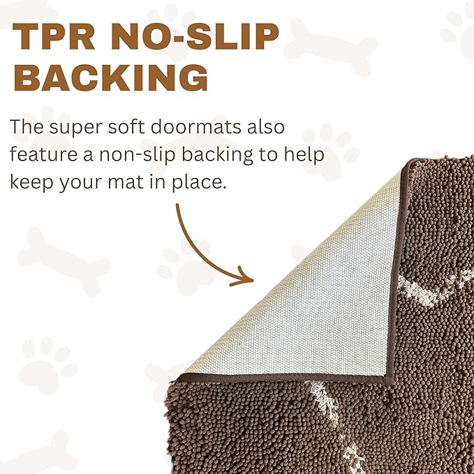 Soggy Doggy Doormat Plain Solid Color Design - Ultra Absorbent Microfiber Chenille Wet Dog Mat for Muddy Paws - Non-Slip and Machine Washable (Caramel Brown, Extra-Large 36” x 60”)