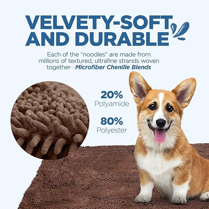 Soggy Doggy Doormat with Bone Design - Ultra Absorbent Microfiber Chenille Wet Dog Mat for Muddy Paws - Non-Slip and Machine Washable (Dark Chocolate/Oatmeal Bone, Extra-Large 36” x 60”)