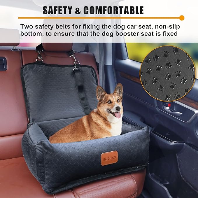 Car Seat for Medium and Small Dogs - Pet Booster Travel Bed, Multi-Function Sofa Cushion With Blanket, Comfortable Safe Removable and Washable, Fits Cars/Trucks/SUV