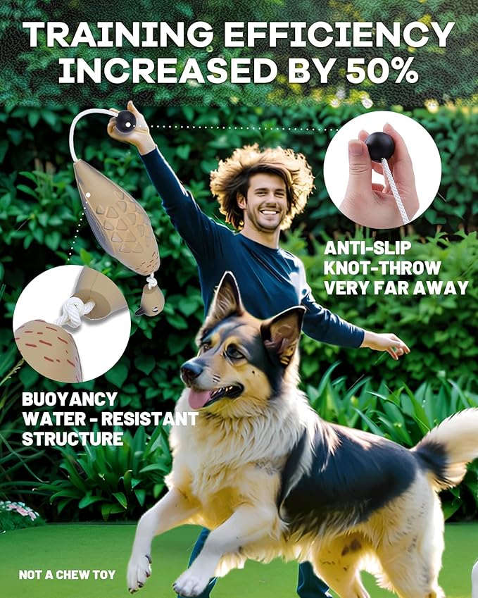 Dog Bumper for Water Retrieving - Bionic Dove Dog Training Dummy with Floating and Tear - Hunting Dog Toy - Durable Bite-Resistant Toy for Hound Training(Dove)