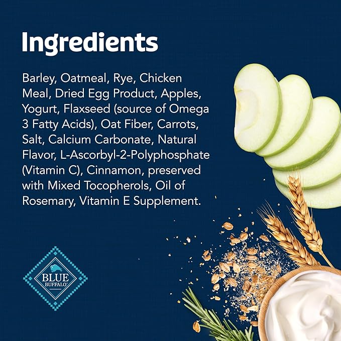 Blue Buffalo Health Bars Mini Crunchy Dog Biscuits, Oven-Baked with Natural Ingredients, Apples & Yogurt, 16-oz Bag