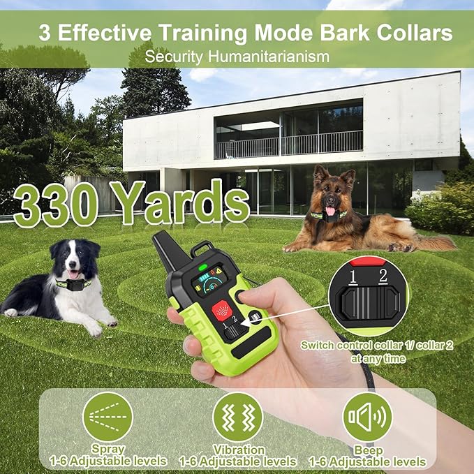 Citronella Training Collar for Dog [No Spray Refill] Spray Dog Training Collar with Beep/Vibration/Spray 4 Mode & 6 Adjustable Sensitivities IPX7 Waterproof Safer Bark Collar for L/M/S Dogs