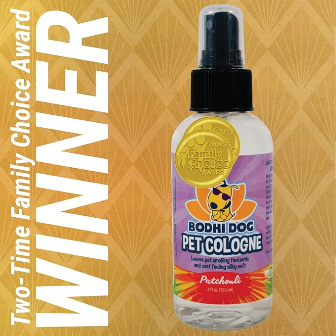 Bodhi Dog Premium Dog Cologne - Deodorizing Dog Perfume & Conditioner for Dogs & Cats - Natural Long Lasting Spray - Keeps Pets Fresh All Day - Gentle & Safe Formula, Made in USA (Patchouli 4 Fl Oz)