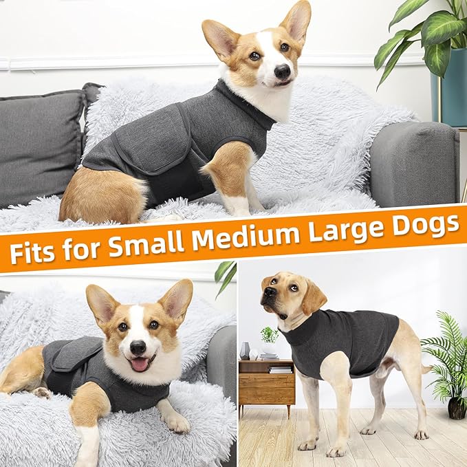 Dog Anxiety Vest, Skin-Friendly Thunder Jacket for Dogs, Dog Calming Shirt for Thunder, Fireworks, Vet Visits and Separation - Keep Pet Calm Without Medicine & Training, Anti Anxiety for Dogs