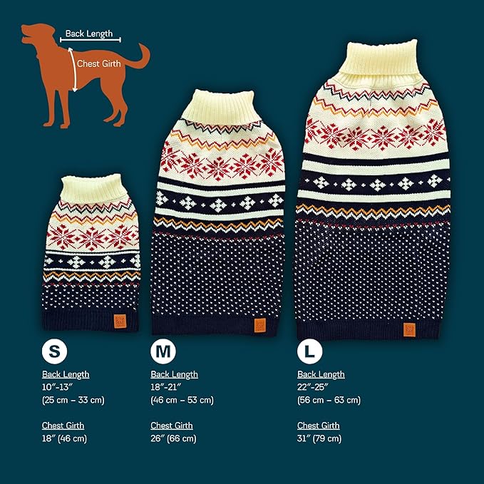 Cozy Acrylic Dog Sweater for Outdoor Adventures—Breathable & Insulating Knit—Classic Fit—Backpacking Gear for Dogs—Dog Hiking Gear—Dog Camping Gear (Large, Nordic)