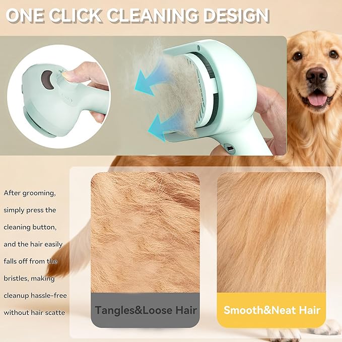 Dog Steam Brush 3-in-1 Spray Bath Brush for Dog and Cat, Pet Hair Removal Comb for Long & Short Haired Pets, Self Cleaning Grooming Brush Can Help to Comb a Pet's Fur and Remove Fleas
