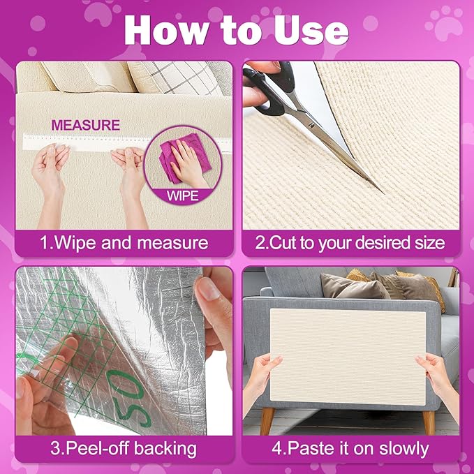 23.6x15.8 Cat Wall Scratcher Mat with Nano Tape,Anti Cats Scratch Furniture Couch Carpet Corner Protector for Indoor,Trimmable Cat Scratching Pad Board Sofa Replacement