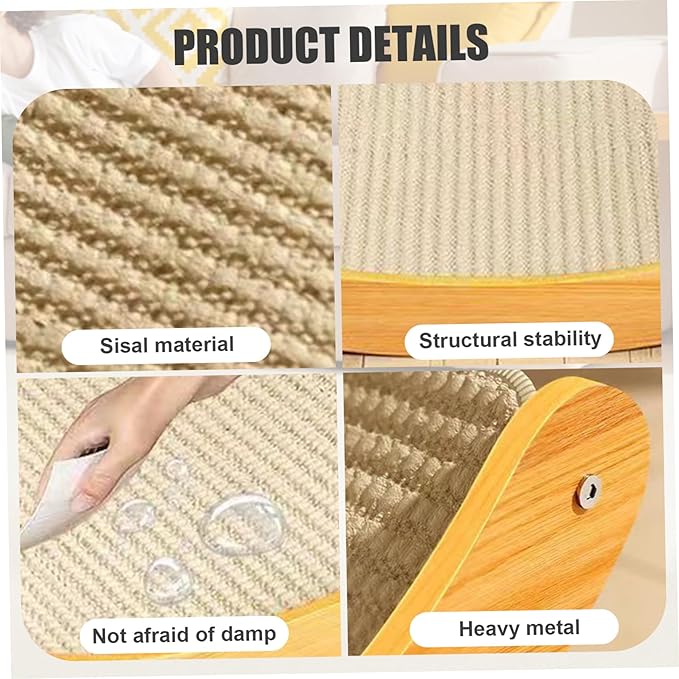 Cat Scratch Bed 2 in 1 Sisal Cat Scratching Board Curved Scratcher Dampproof Sturdy Scratch Resistant Easy Assembly Scratchers for Indoor Cats, S