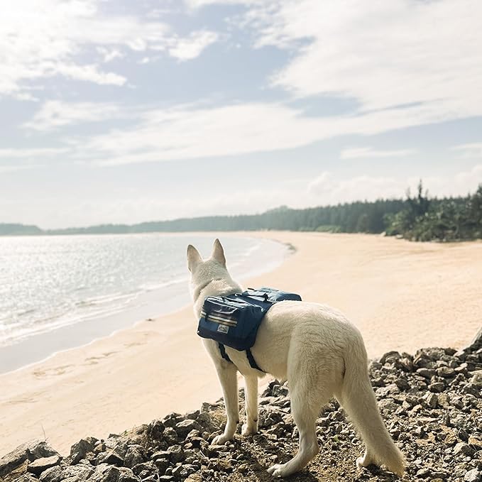 Dog Backpack Harness for Medium & Large Breeds Dogs – Dog Hiking Saddle Bag with Handle & Large Side Pockets for Camping & Day Trips